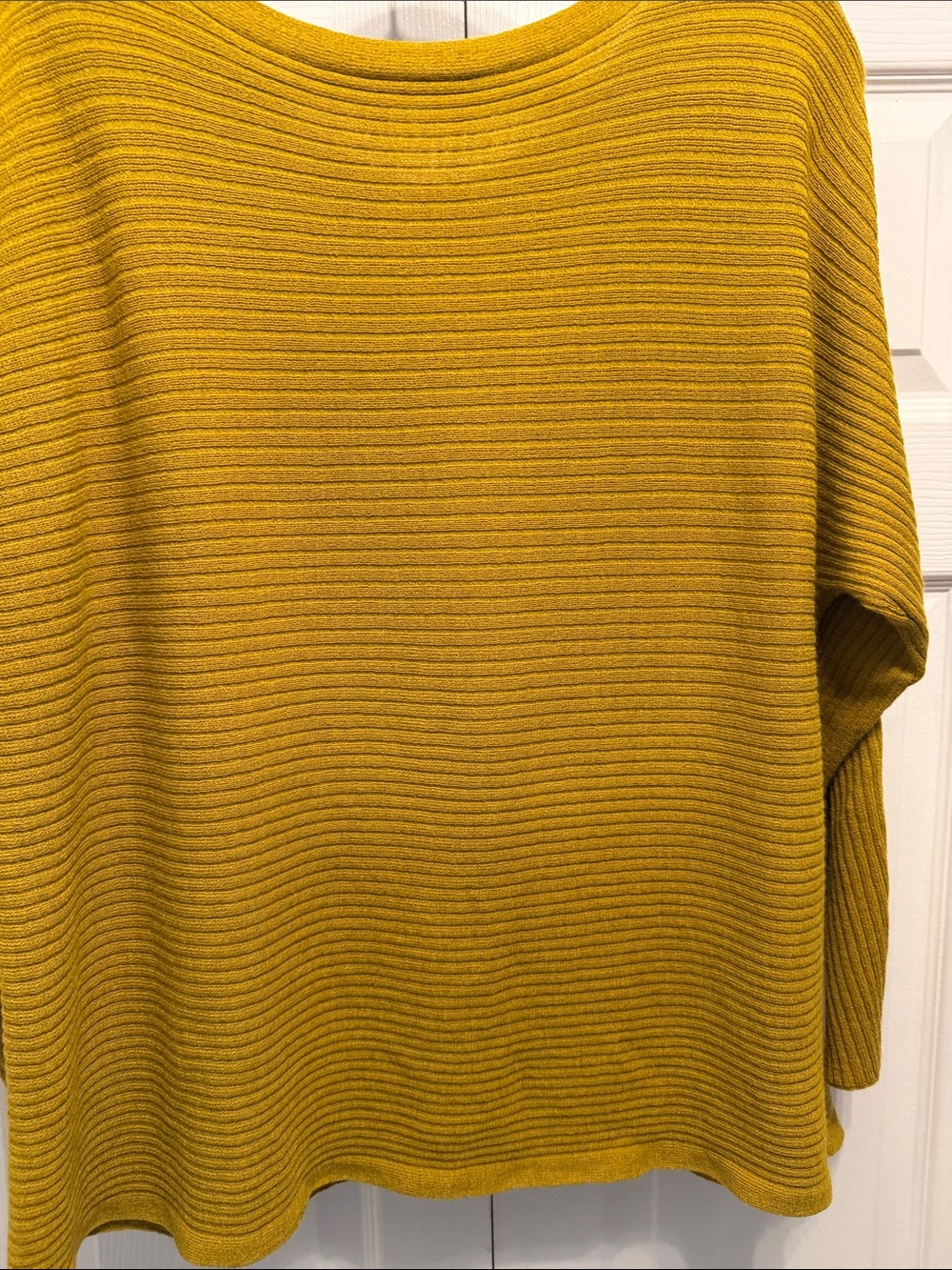 Eileen Fisher Golden Yellow Ribbed Scoop Neck Sweater - Picture 5 of 5